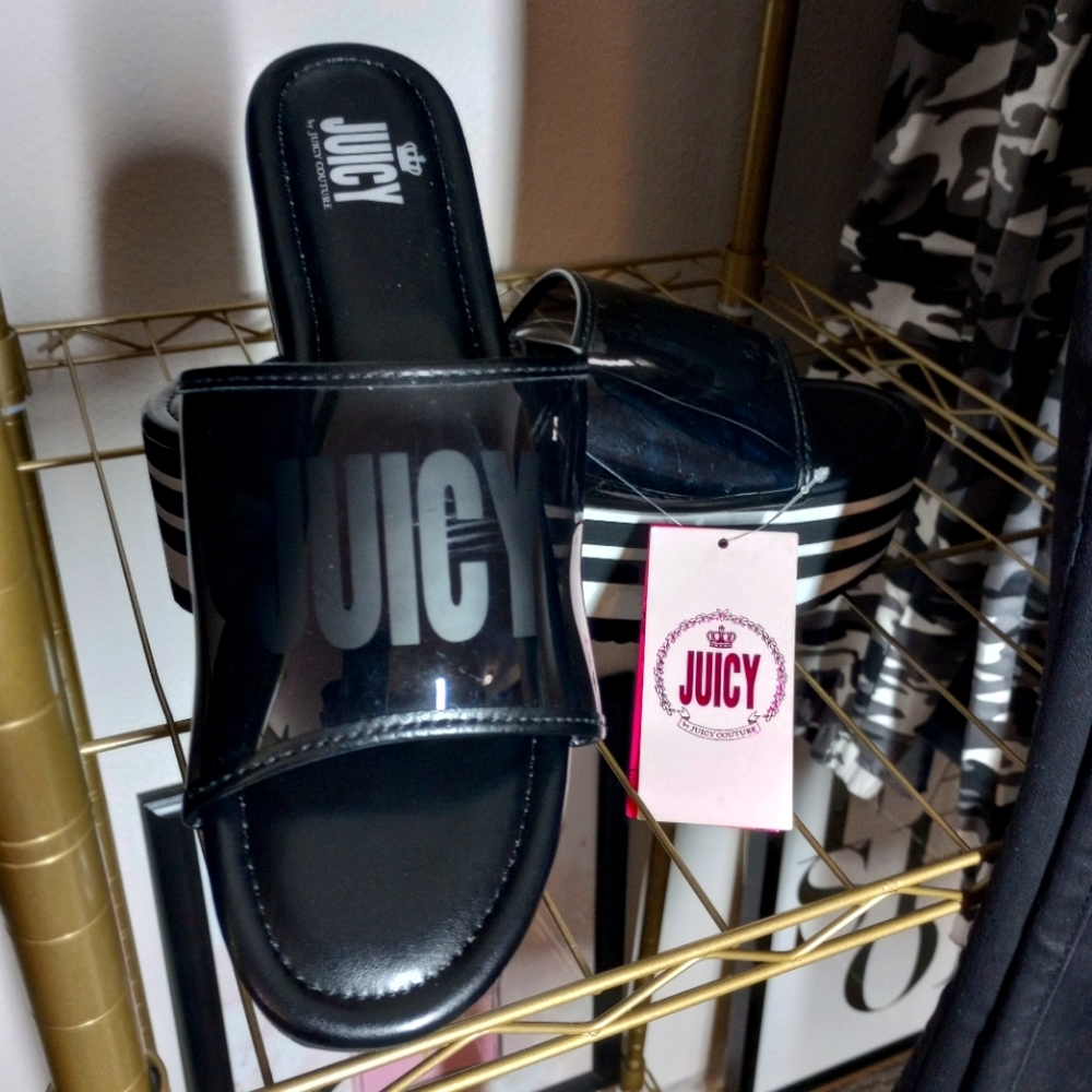 Platform Sandals. Juicy Couture. 9 M. Black & White. NWT - Picture 2 of 9